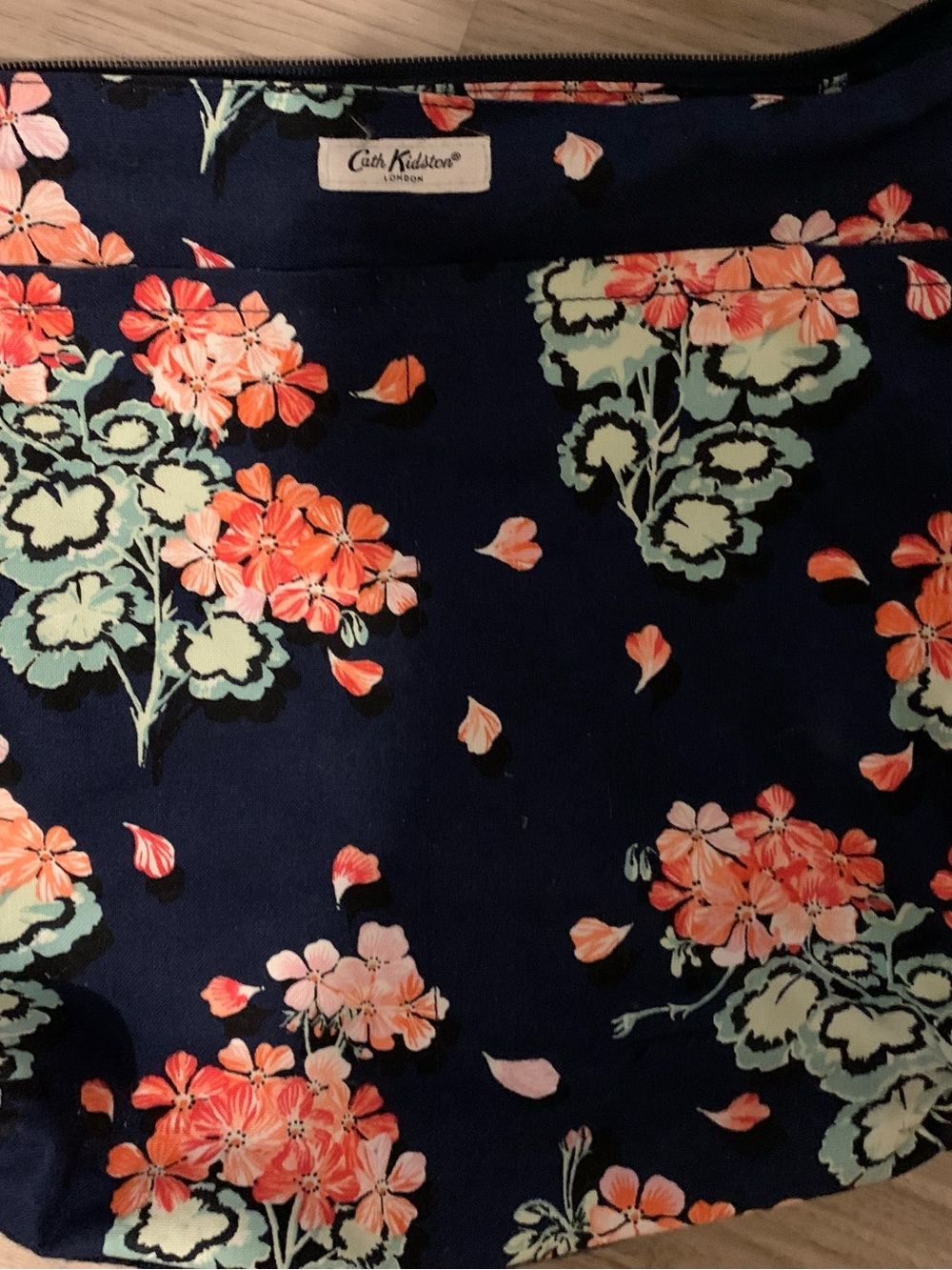 Cath Kidston Purse Navy Floral with Coral and Mint Blooms